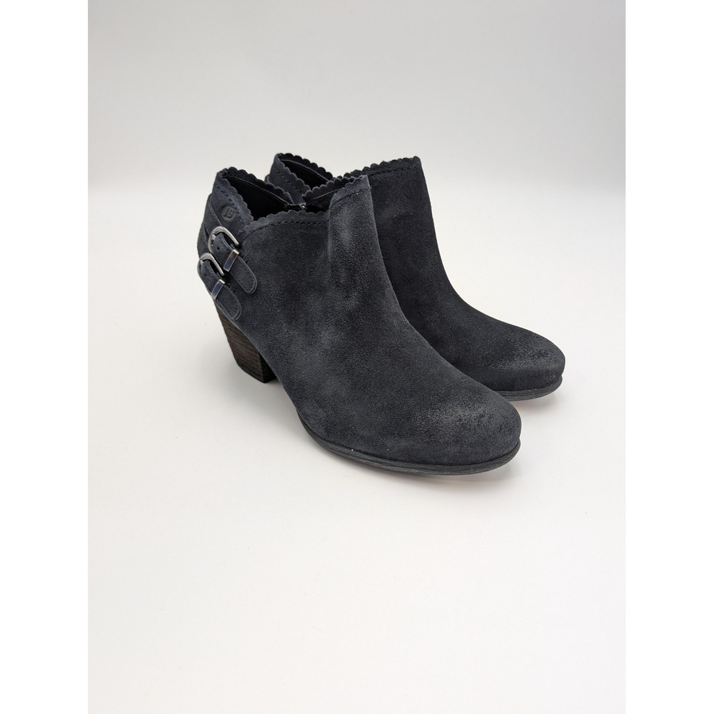 Josef Seibel Booties Womens Size 6.5 Gray‎ Suede Ankle Block Heel Buckle Comfort